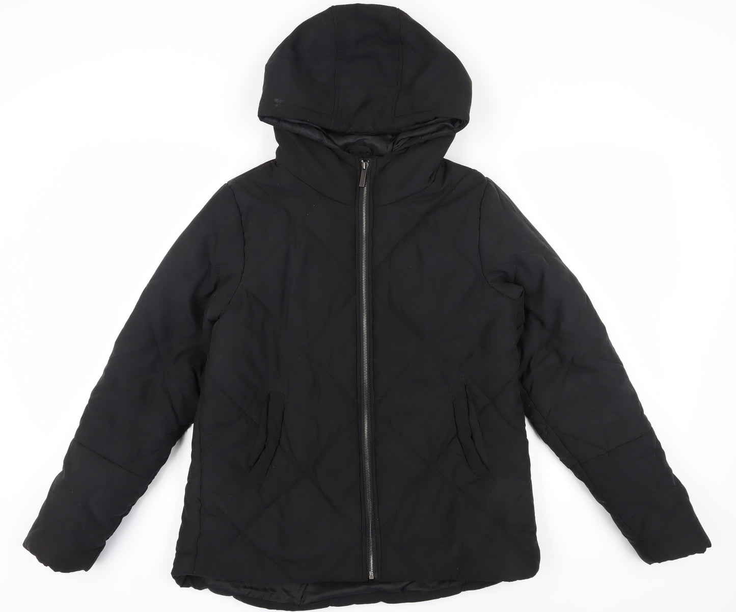 PrettyLittleThing Women's Black Puffer Jacket Size 8