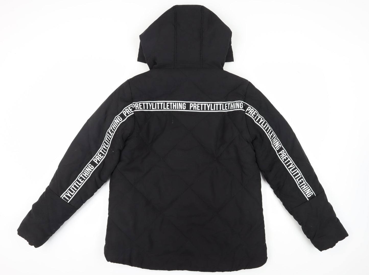 PrettyLittleThing Women's Black Puffer Jacket Size 8