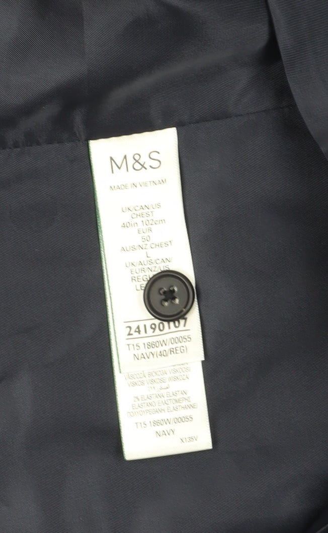 Marks and Spencer Men's Blue Waistcoat, Size 40R - Formal