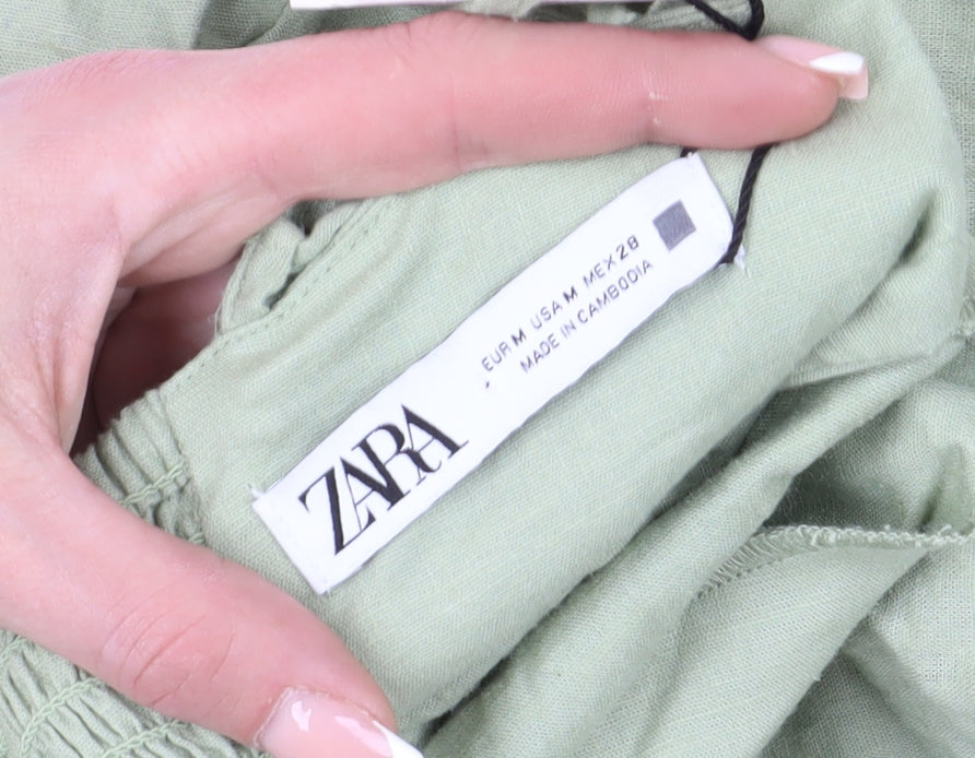 Zara Womens Green Slip Dress Midi M Casual Spring Summer