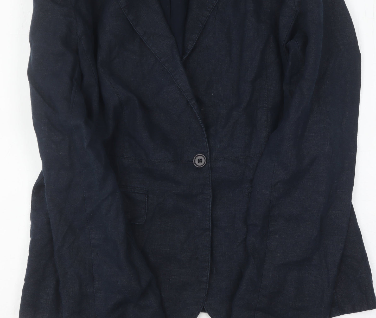 Ken Women's Blue Linen Blazer - Size 12, Regular Fit