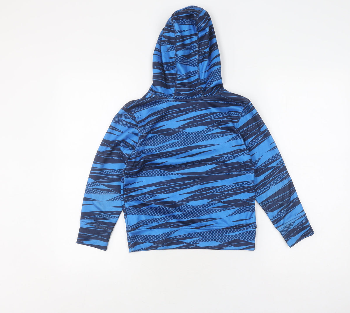 Back view of Puma boys’ blue pullover hoodie, graphic print, size S