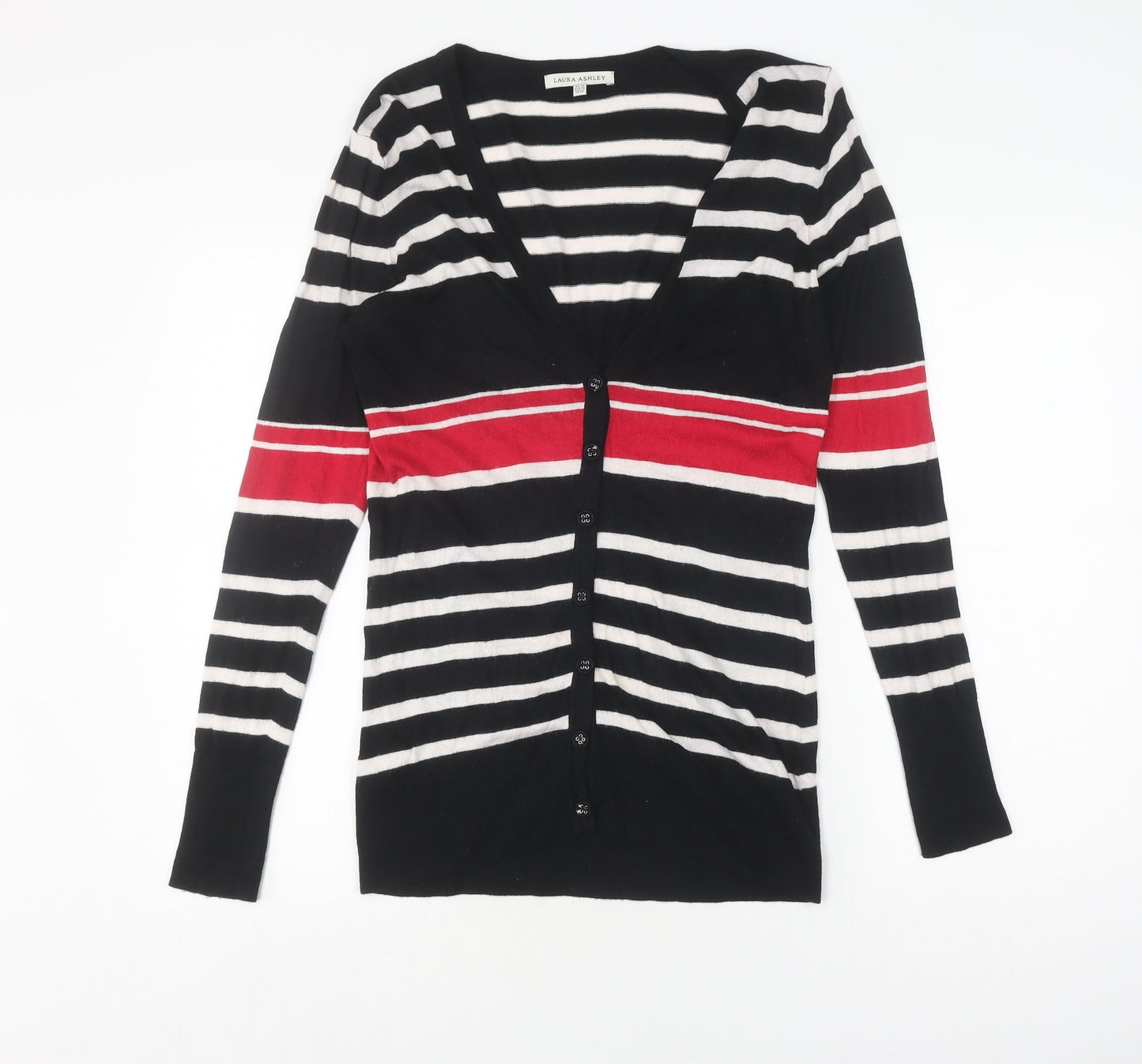 Laura Ashley Women's Black Striped Cardigan Size 14