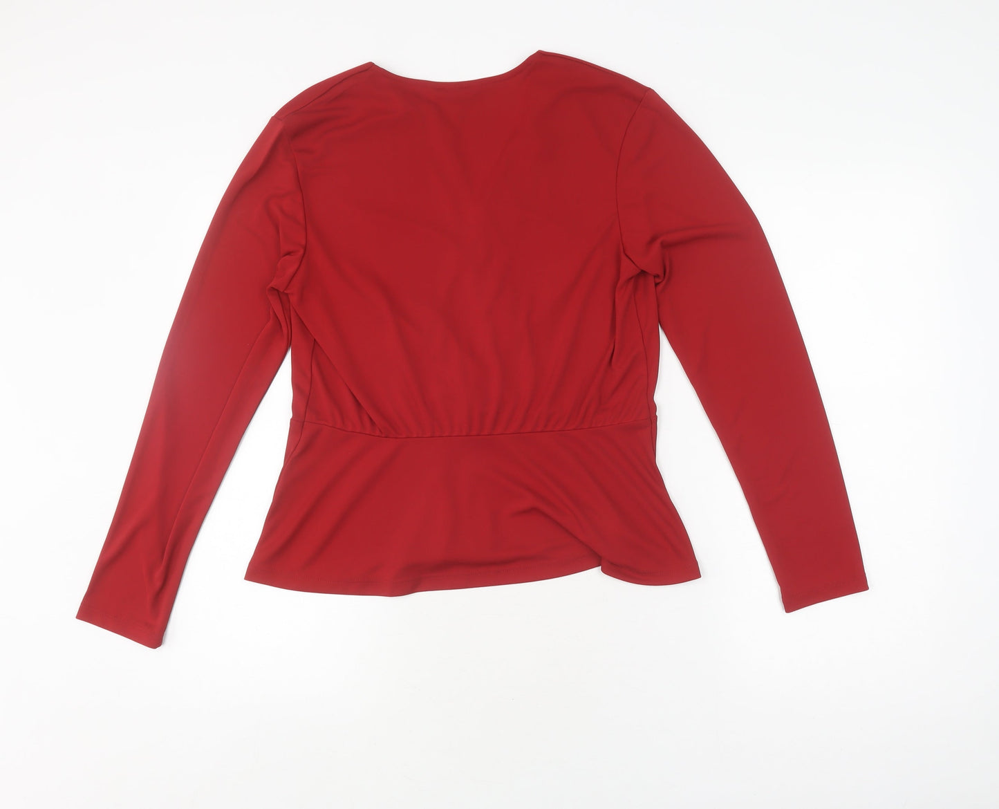 H&M Women's Red Wrap Blouse, Size M, Long Sleeve