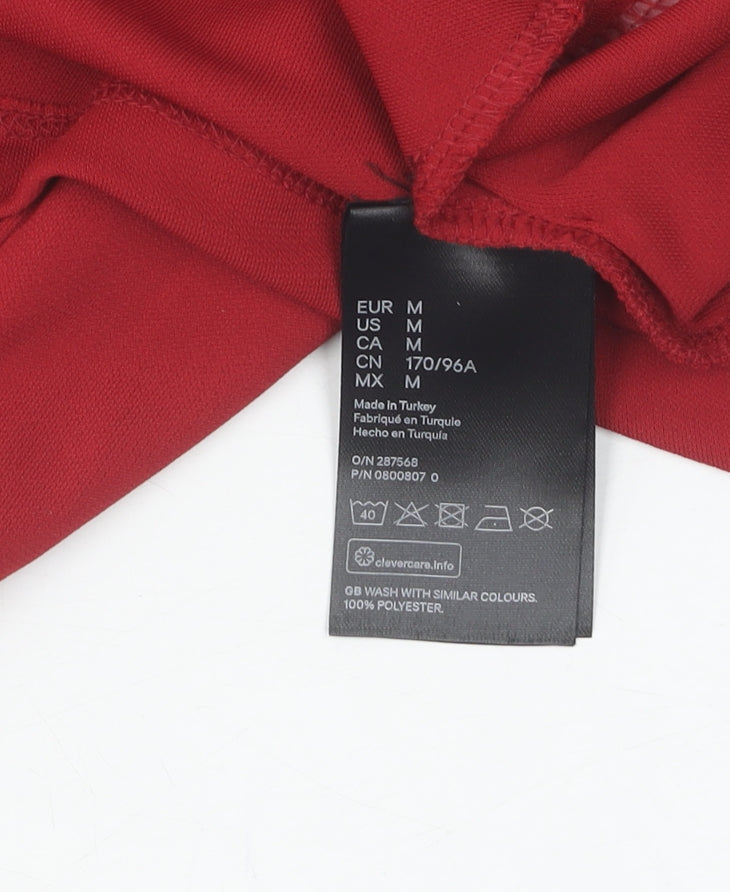 H&M Women's Red Wrap Blouse, Size M, Long Sleeve