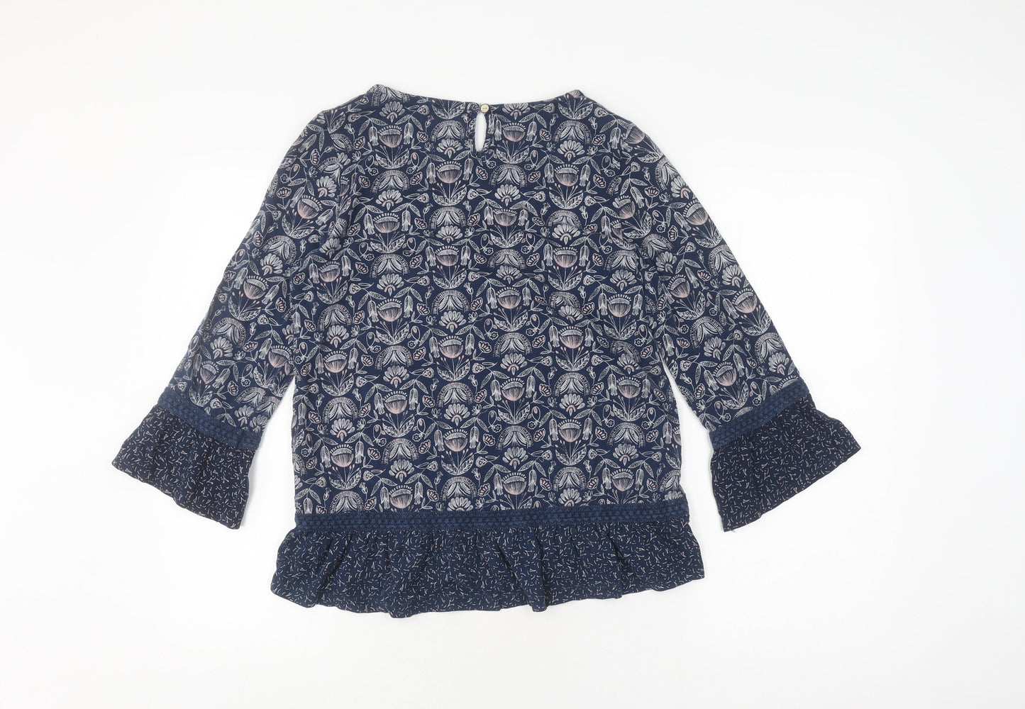 Mantaray Women's Blue Floral Tunic Blouse Size 8