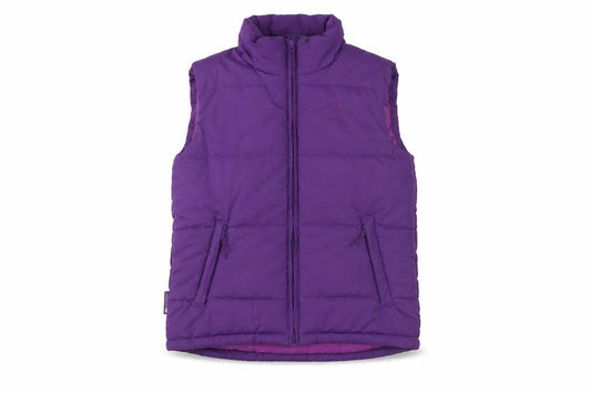 Front view of Mountain Essentials girls’ purple puffer jacket 11-12 years