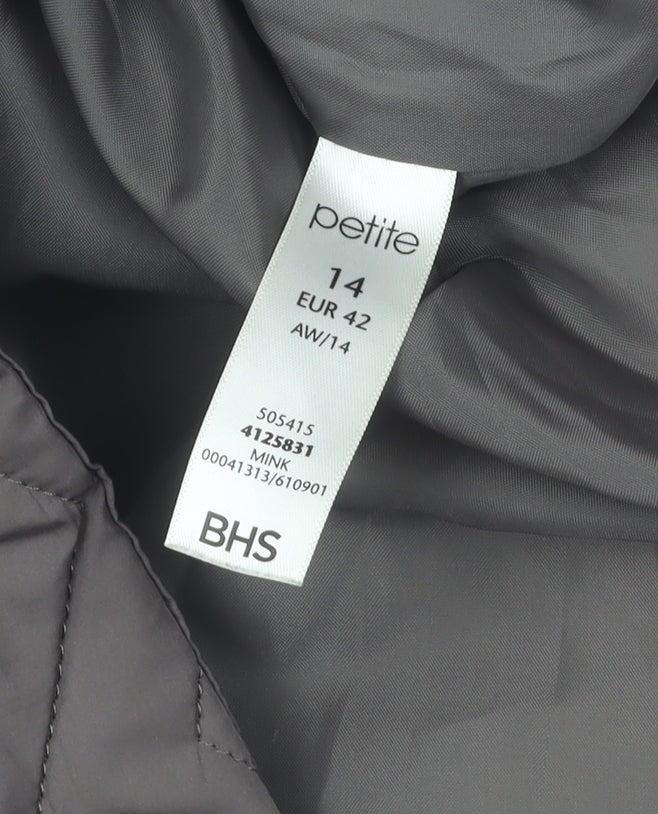 BHS Women’s Petite Brown Quilted Jacket Size 14