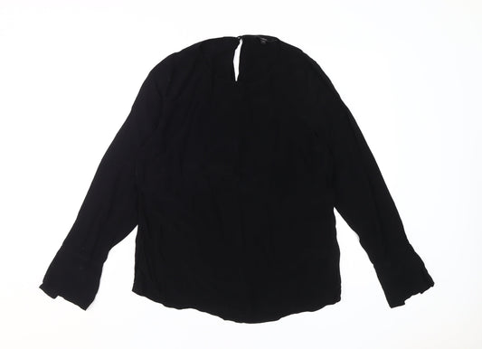 Next Women's Black Blouse Size 10, Long Sleeve, Viscose