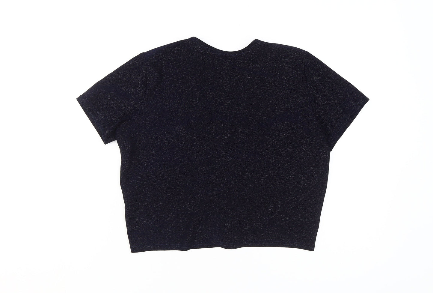 Urban Outfitters Women's Blue Cropped V-Neck T-Shirt