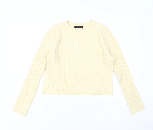 MNG Women's Beige Cable Knit Pullover Size S