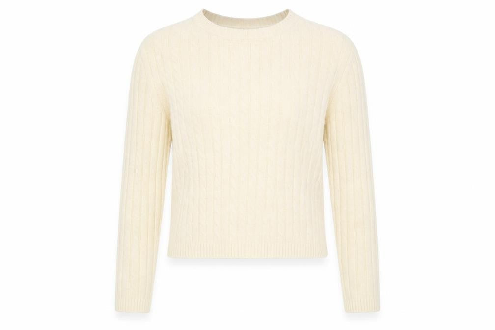 MNG Women's Beige Cable Knit Pullover Size S