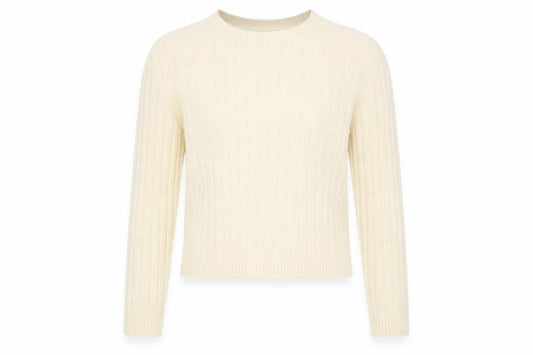 Mango Women's Beige Cable Knit Pullover Size S