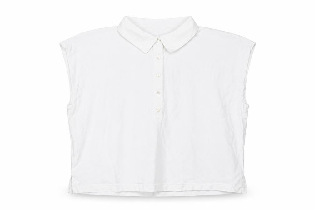 MNG Women's White Polo Shirt S Sleeveless Buttoned