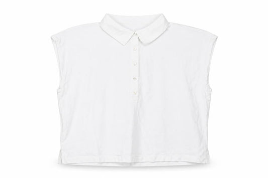 Mango Women's White Polo Shirt S Sleeveless Buttoned