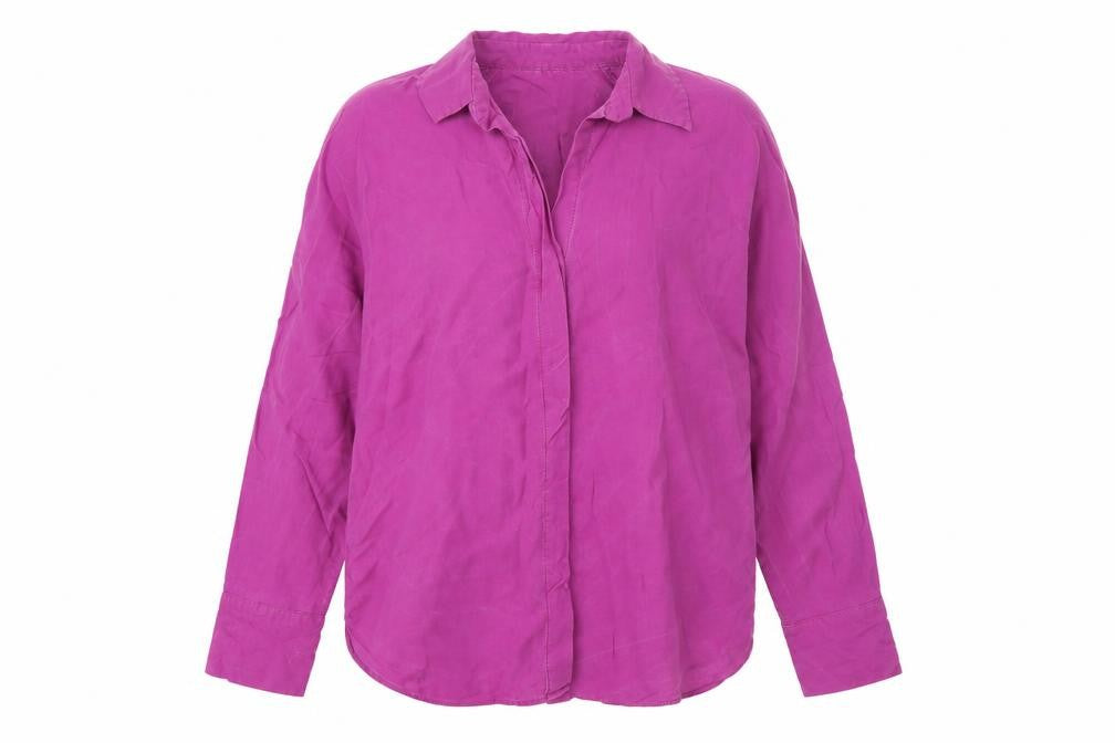 MNG Women's Purple Button-Up Long Sleeve Shirt