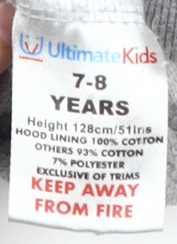 Brand and care label for Ultimate Kids Spider-Man boys’ grey full zip hoodie 7-8 years
