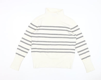 Additional front view of French Connection Women's White Striped Pullover L