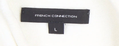 Close-up detail of French Connection Women's White Striped Pullover L