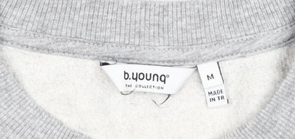 Close-up detail of b.young Women's Grey Pullover Sweatshirt M