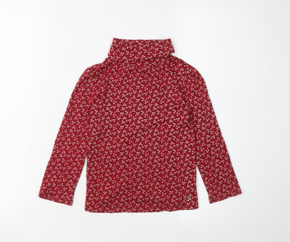 Additional front view of Gap girls’ red floral roll neck pullover t-shirt 4-5 years