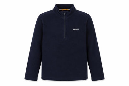 Front view of Regatta boys’ blue fleece 1/4 zip sweatshirt 13 years