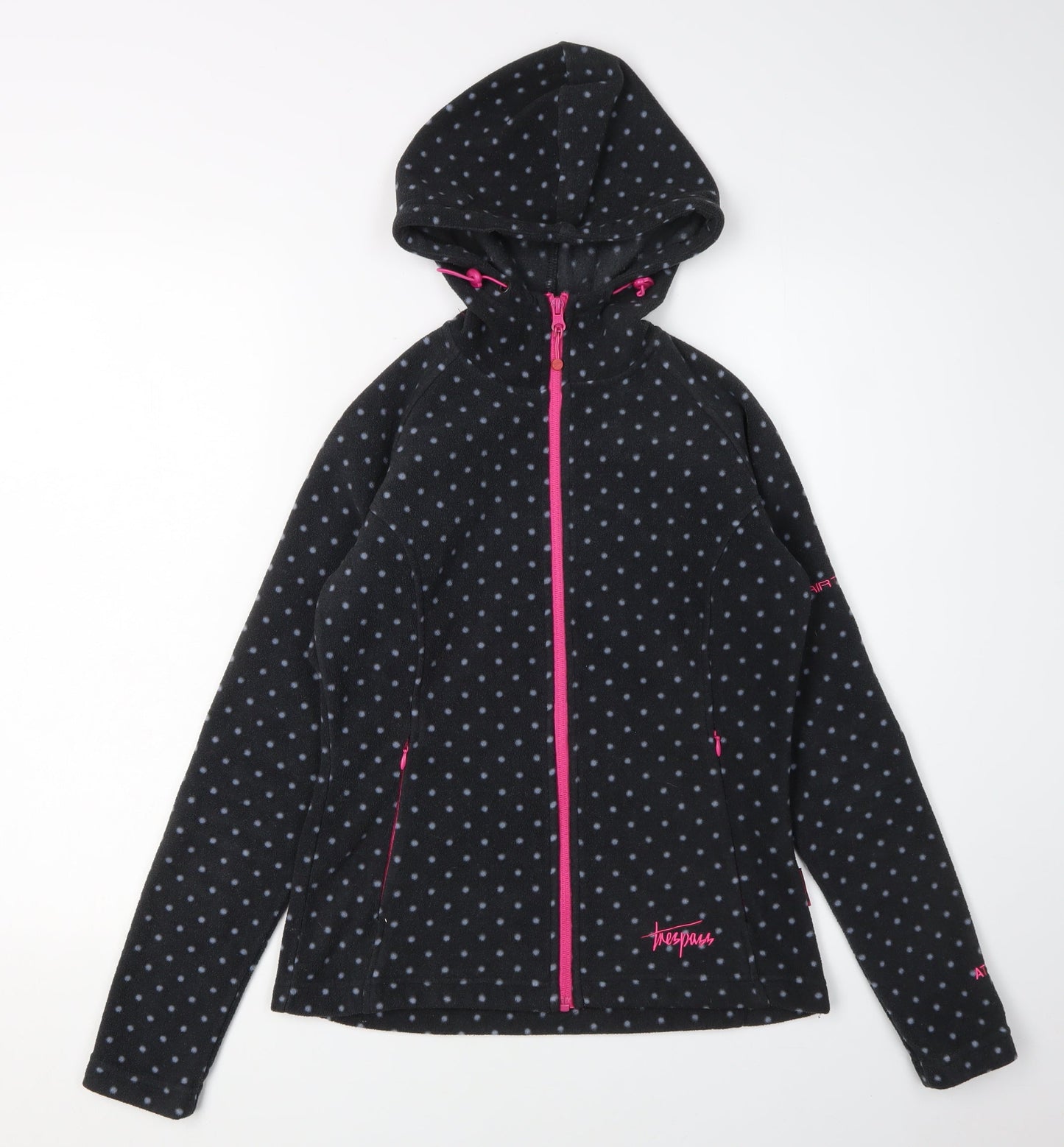 Trespass Girls Black Polka Dot Hooded Jacket 11-12 Years