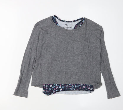 Additional front view of Abercrombie & Fitch Kids girls’ grey pullover t-shirt 7-8 years