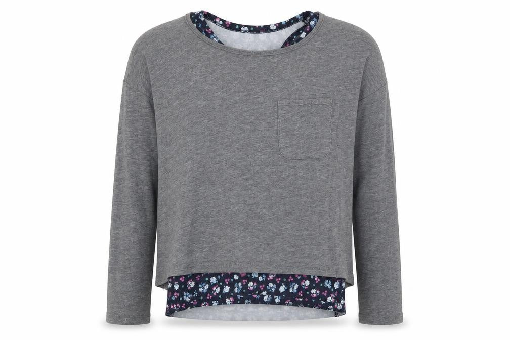 Front view of Abercrombie & Fitch Kids girls’ grey pullover t-shirt 7-8 years