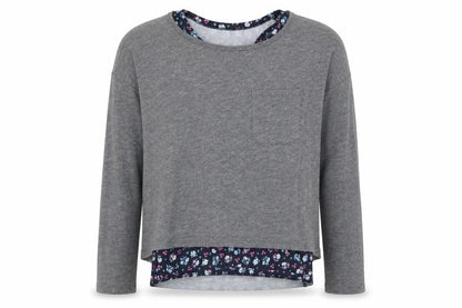 Front view of Abercrombie & Fitch Kids girls’ grey pullover t-shirt 7-8 years