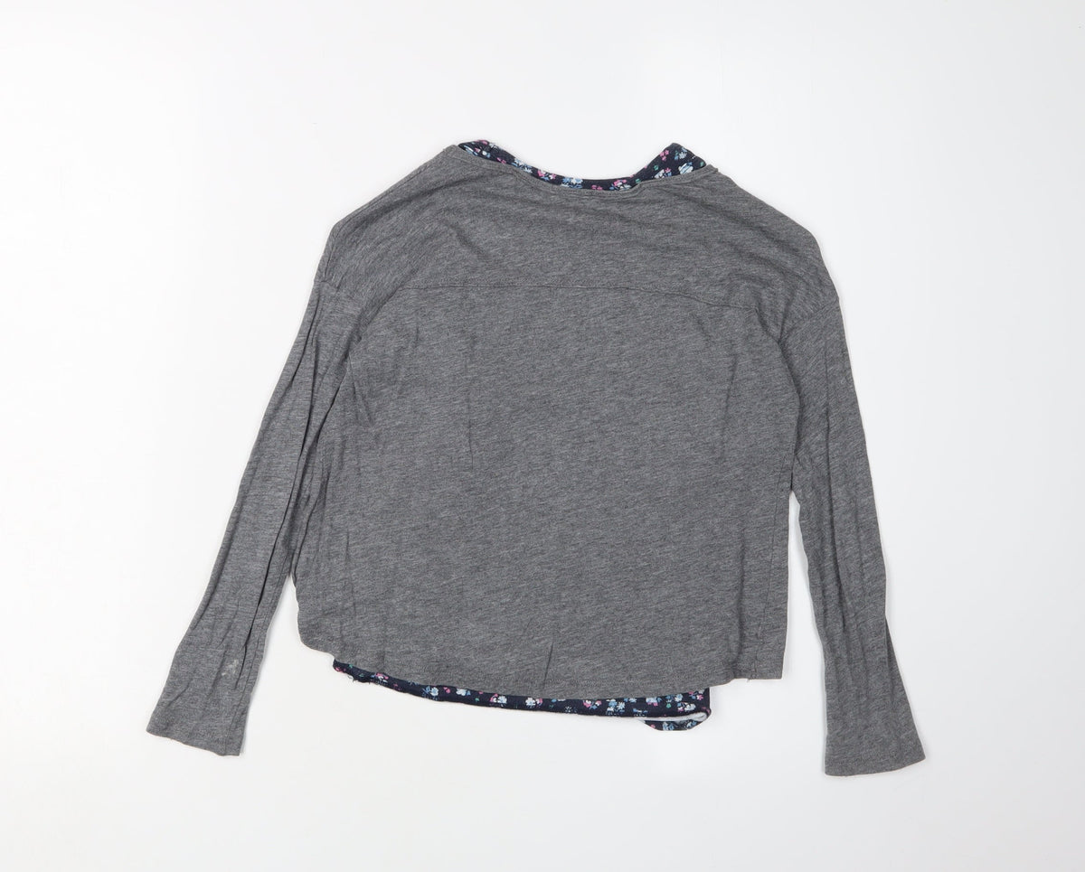 Back view of Abercrombie & Fitch Kids girls’ grey pullover t-shirt 7-8 years