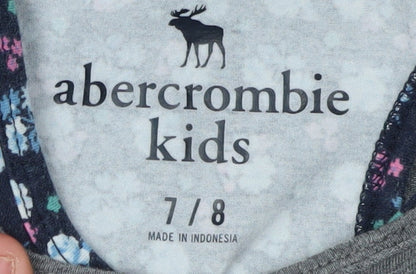 Close-up detail of Abercrombie & Fitch Kids girls’ grey pullover t-shirt 7-8 years