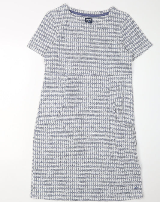 Mantary Women's Blue Geometric Knit Shift Dress