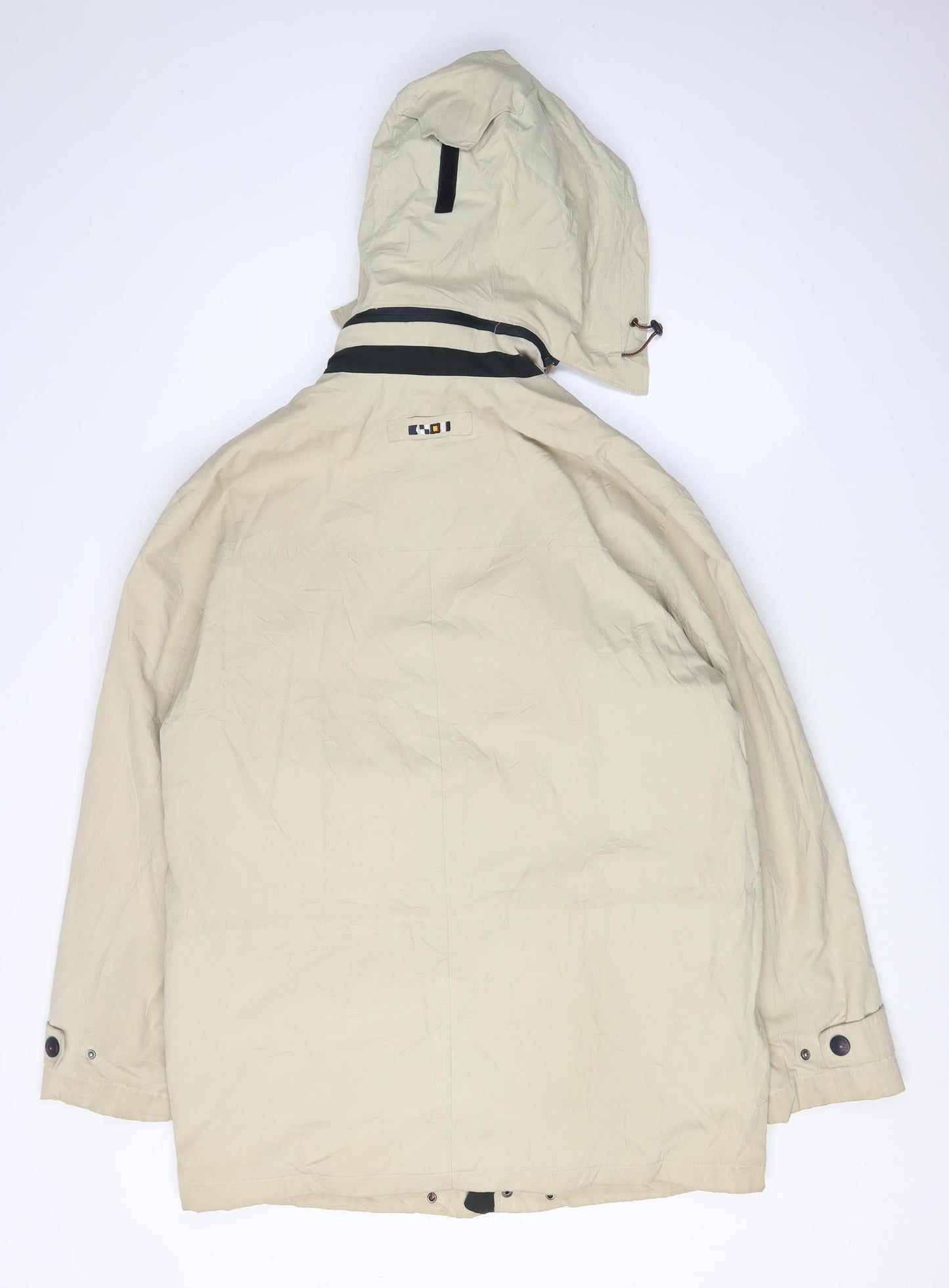BUSH Men's Beige Parka Coat, Size R36, Hooded Casual