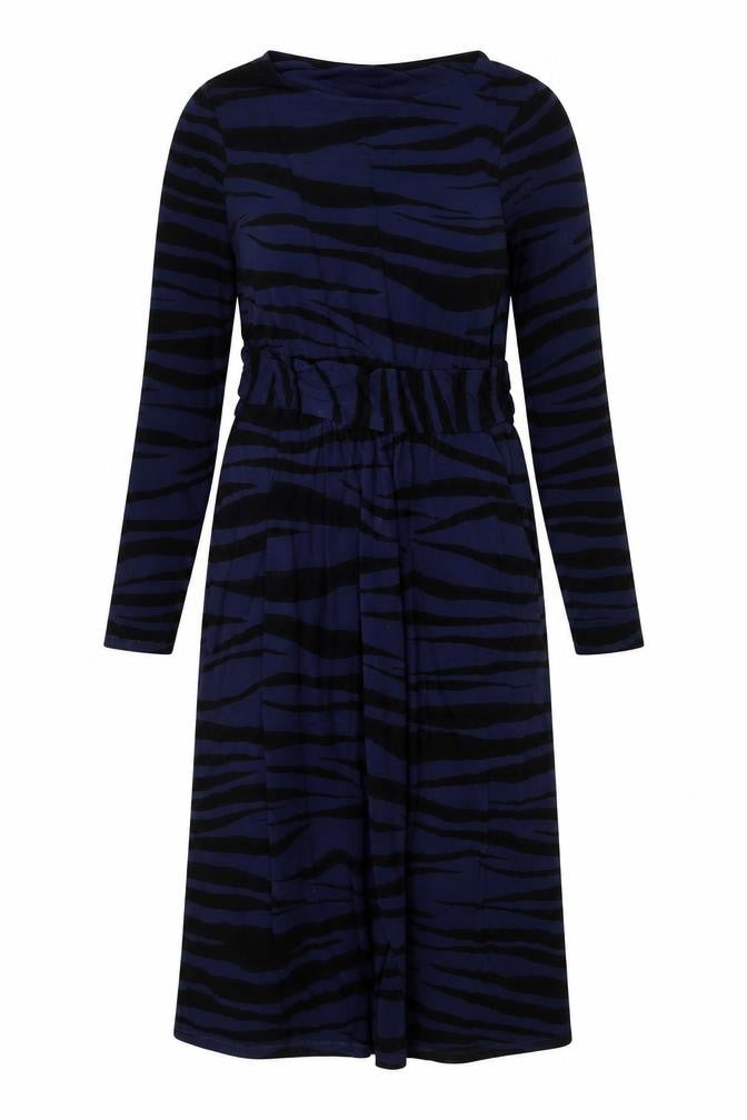Boden Women's Blue Animal Print Long Sleeve Dress