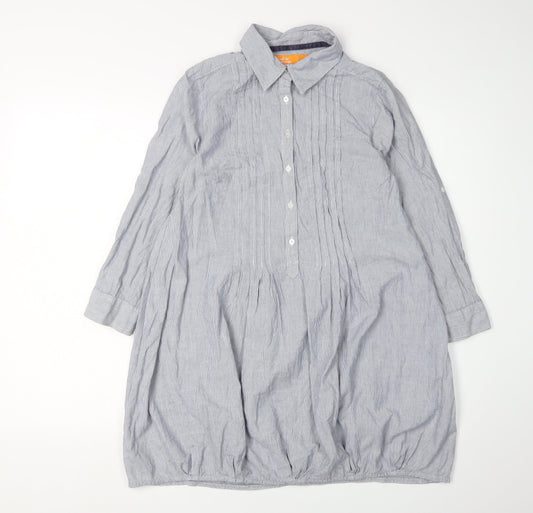 SoulCal Women Blue Striped Shirt Dress Size 8