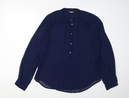 Additional front view of J.Crew Women's Blue Long Sleeve Blouse, size S