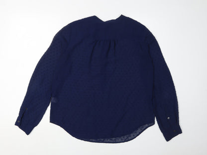 Back view of J.Crew Women's Blue Long Sleeve Blouse, size S