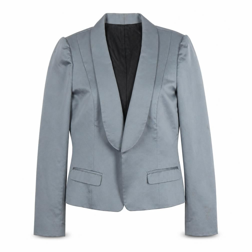 Monsoon Women's Grey Blazer Size 14 Shawl Lapel Suit Jacket