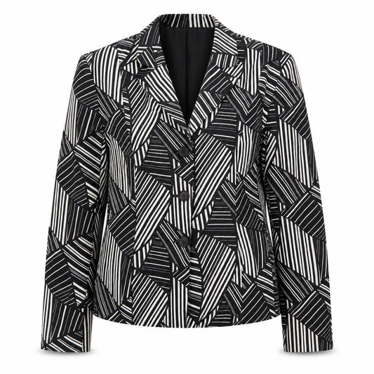 Kaleidoscope Women's Black Geometric Suit Jacket - Size 16