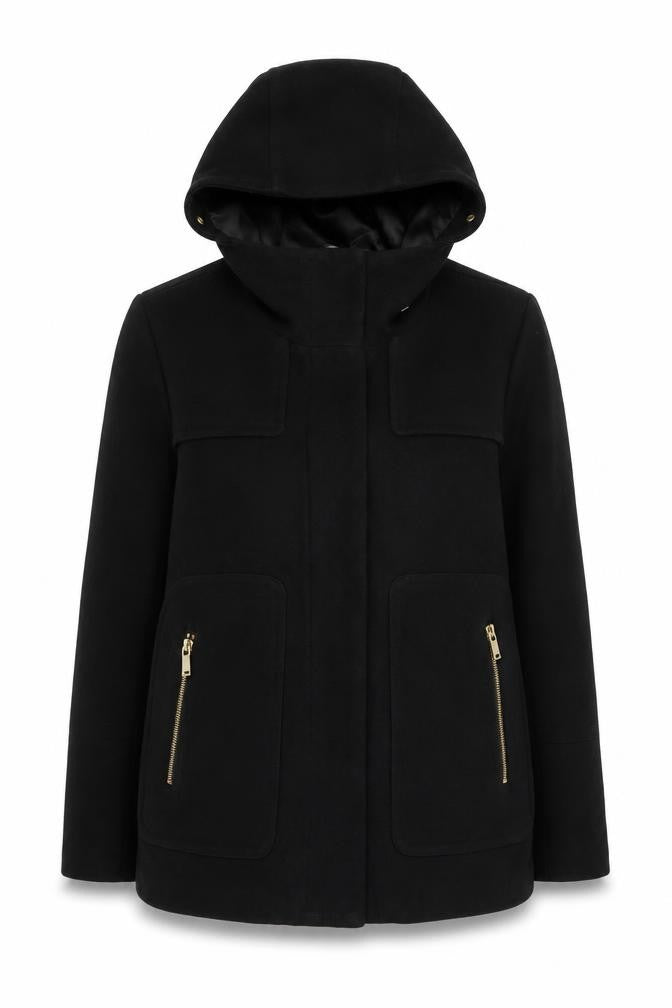 Zara Women's Black Wool Parka Jacket Size 12
