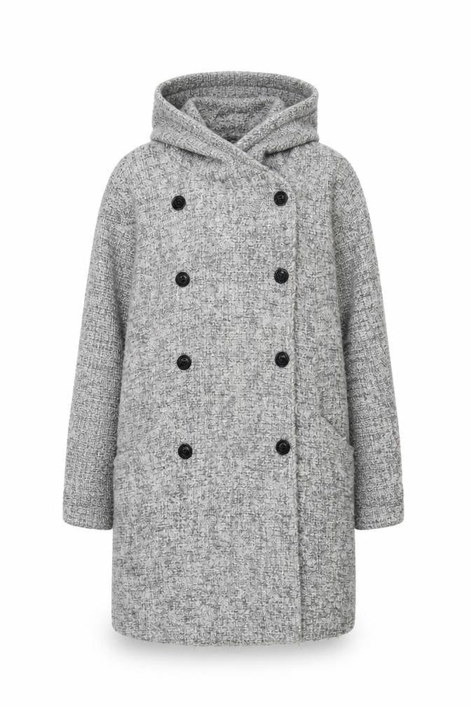 Vero Moda Women's Grey Hooded Coat, Size M, Winter Style
