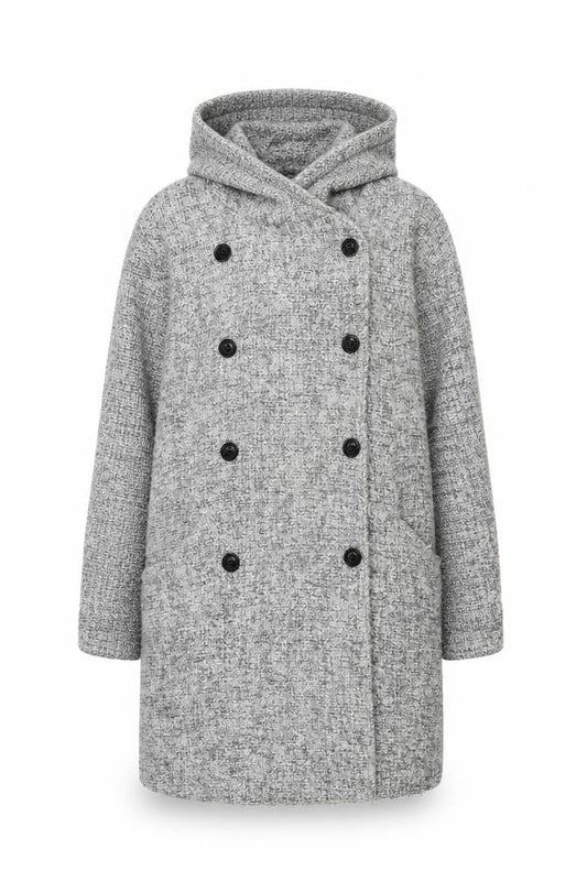 Vero Moda Women's Grey Hooded Coat, Size M, Winter Style