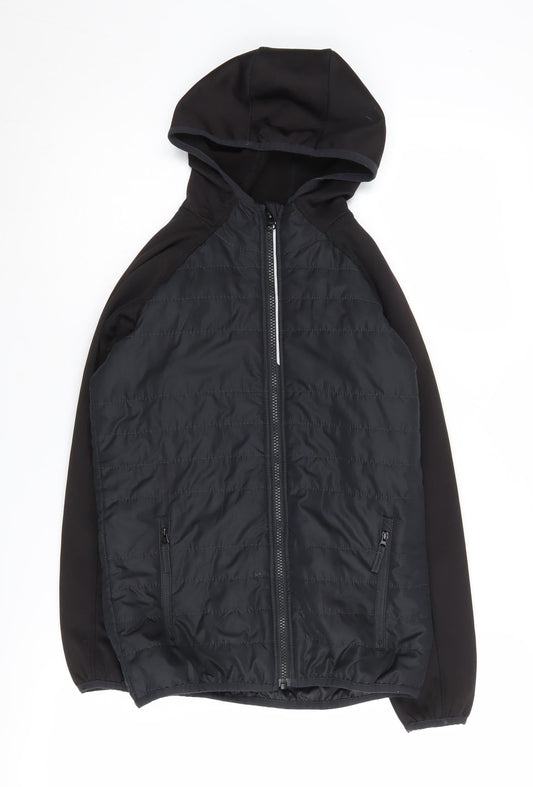 Crane Boys Black Hooded Puffer Jacket 11-12 Years