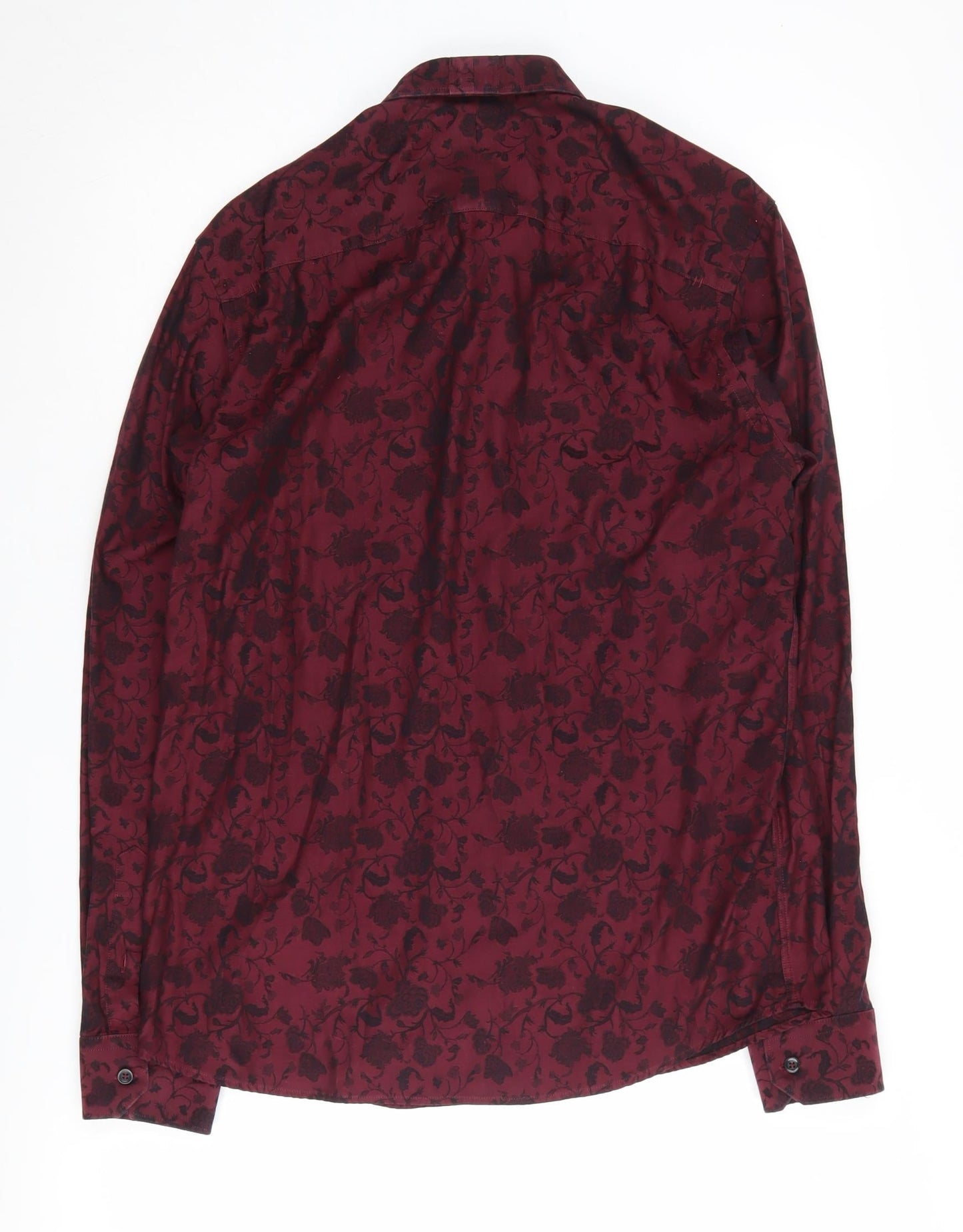 Jeff Banks Men's Red Floral Button-Up Shirt M