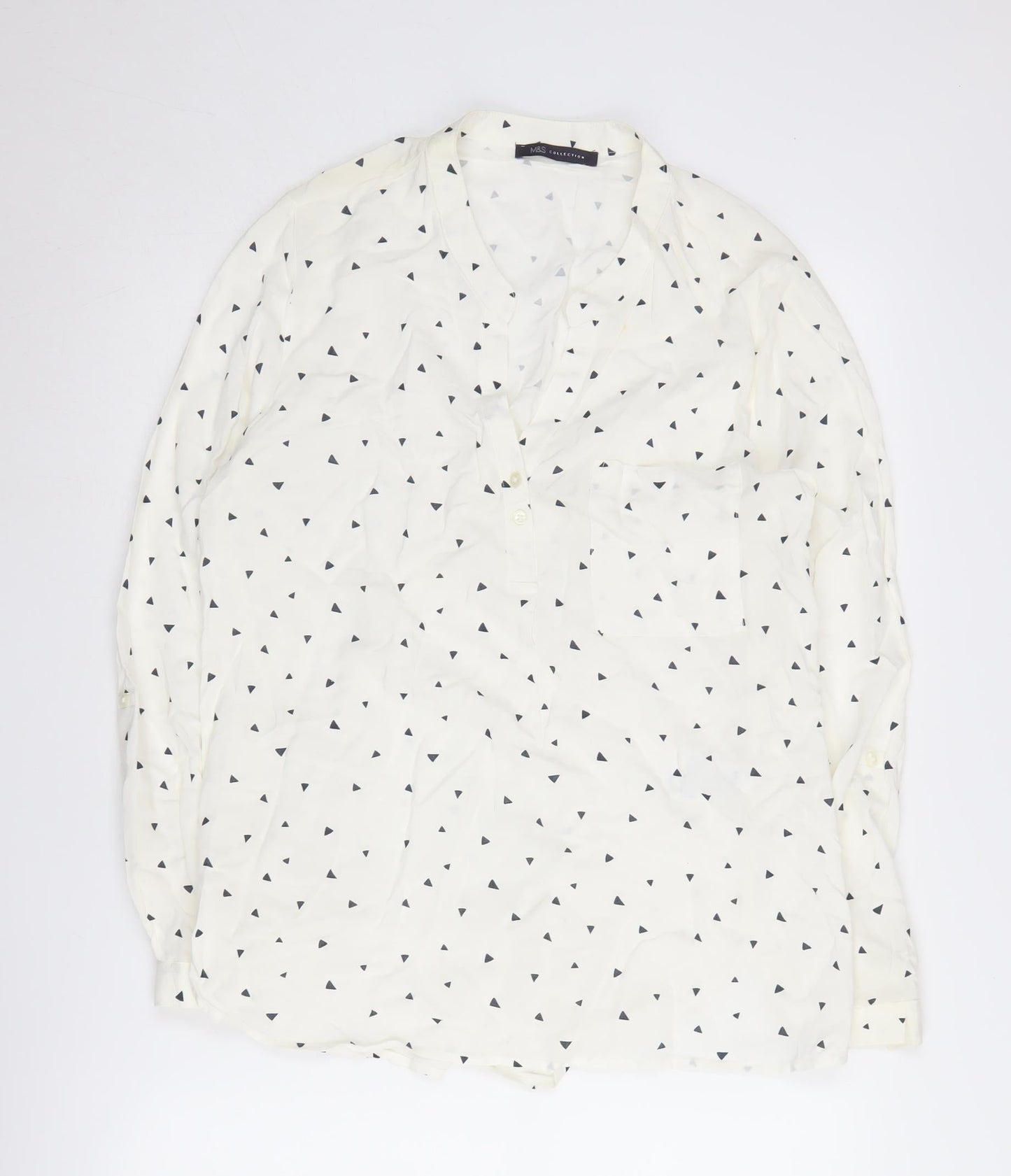 Marks and Spencer Women's White Viscose Blouse, Size 14