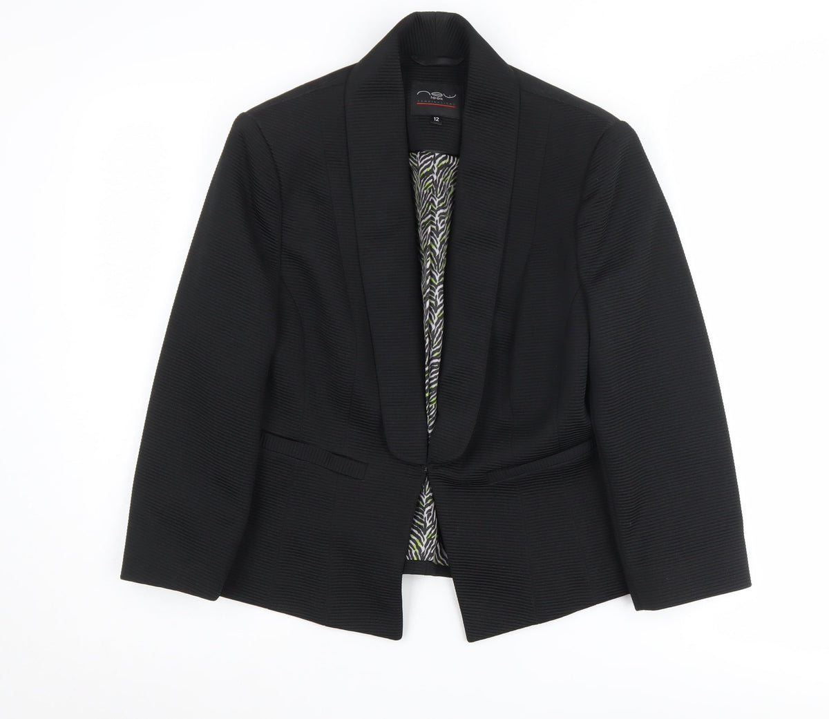 New Look Women's Black Shawl Lapel Suit Jacket Size 12