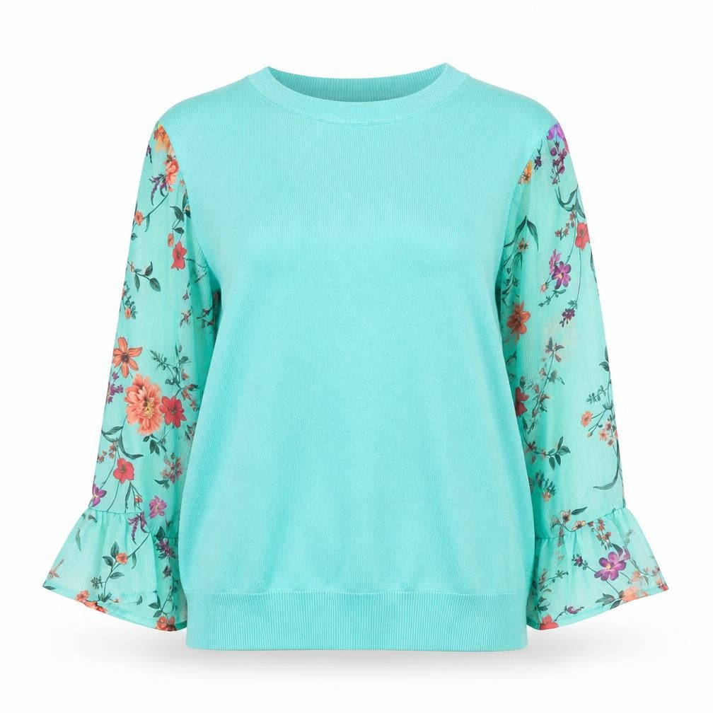Love & Roses Women's Blue Floral Pullover Jumper UK 12