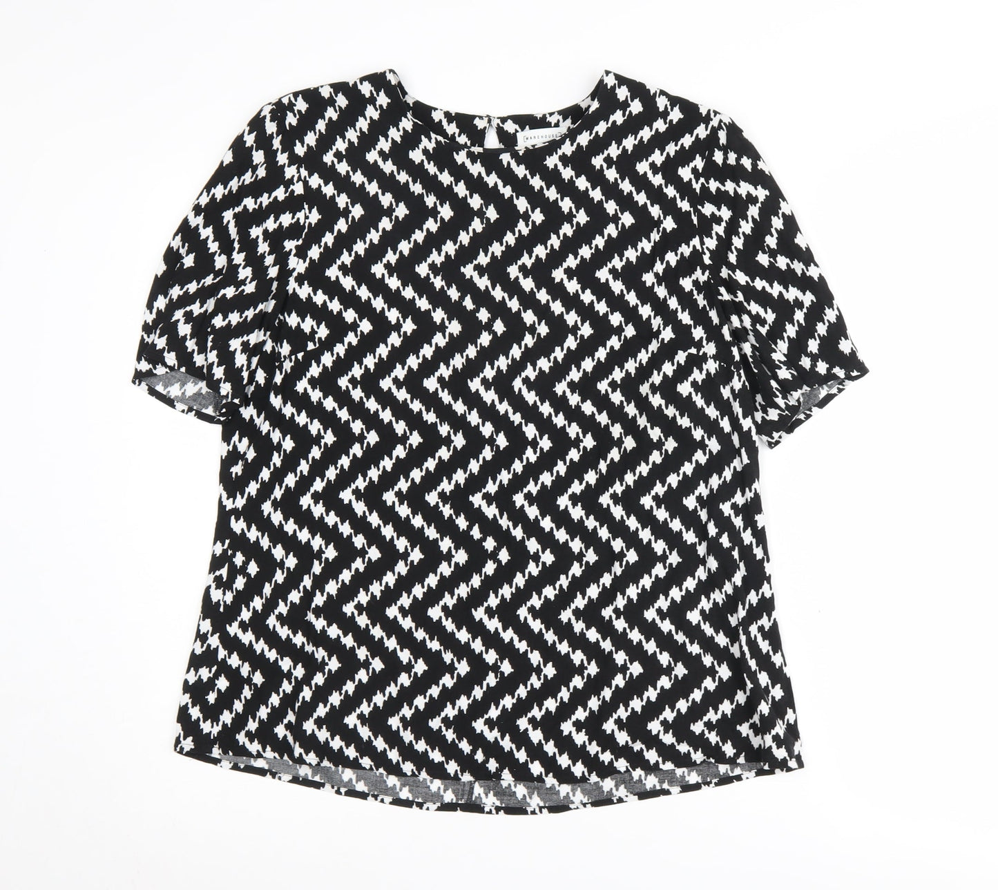 Warehouse Women's Black Geometric Blouse Size 12