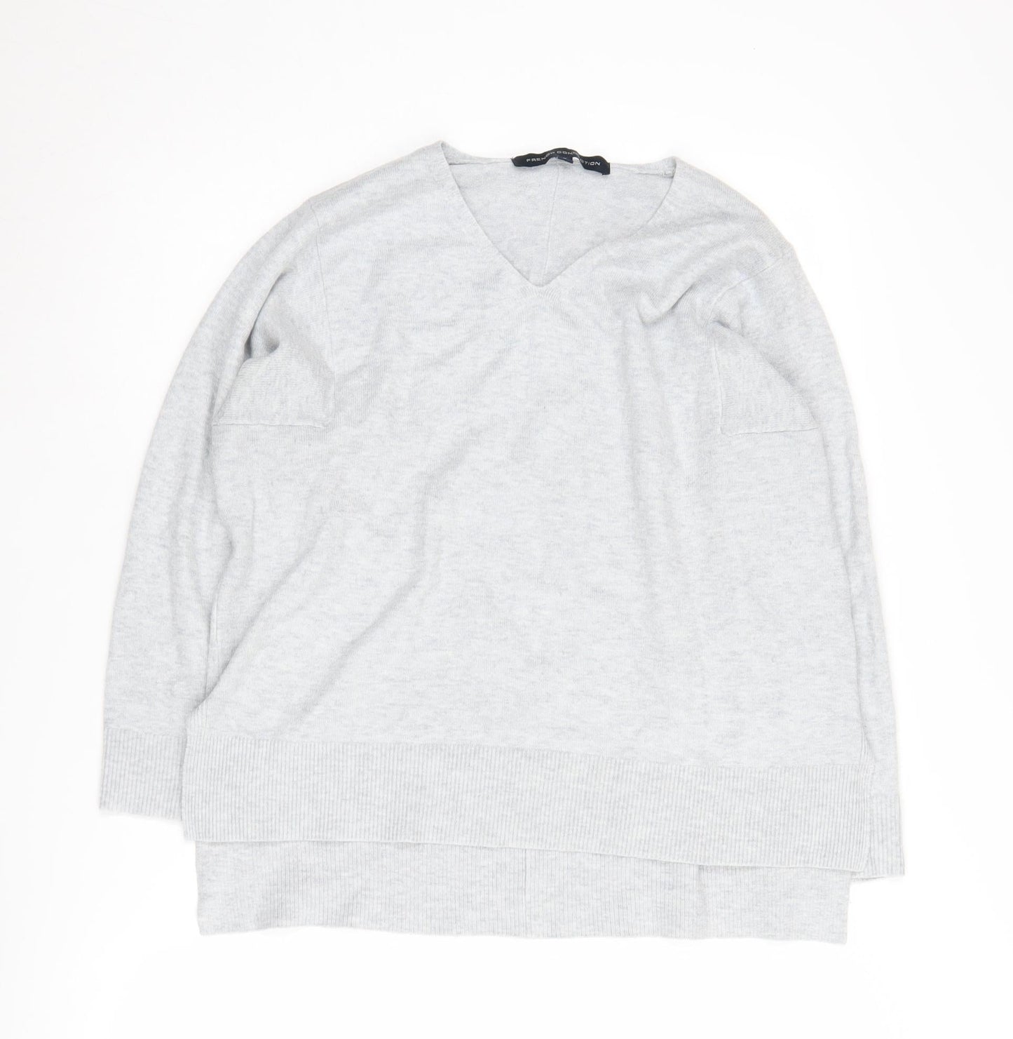 French Connection Women's Grey V-Neck Pullover Jumper M